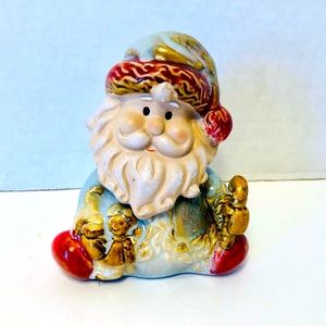 Pastel Ceramic Santa Claus Bobblehead, Nodder, Like New, 4”x4”
